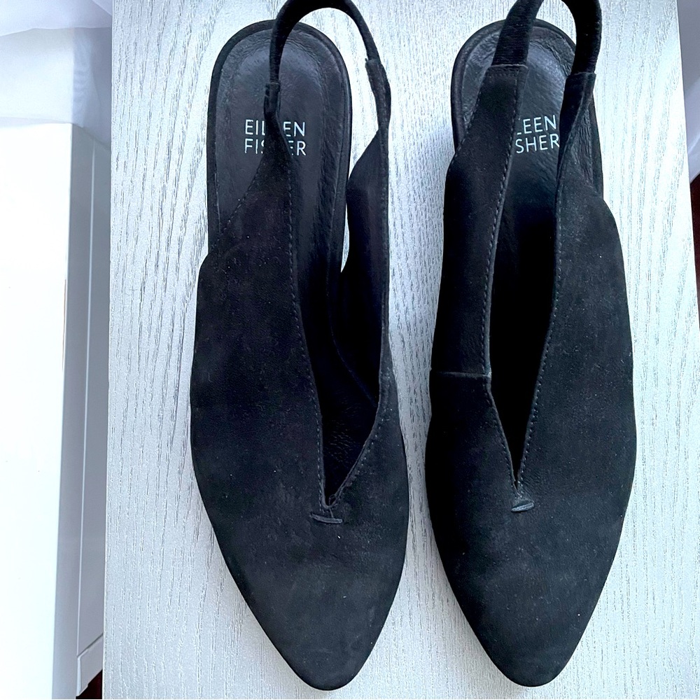 Eileen Fisher Devi Tumbled Nubuck Leather Wedge Size 7 1/2 NWOT